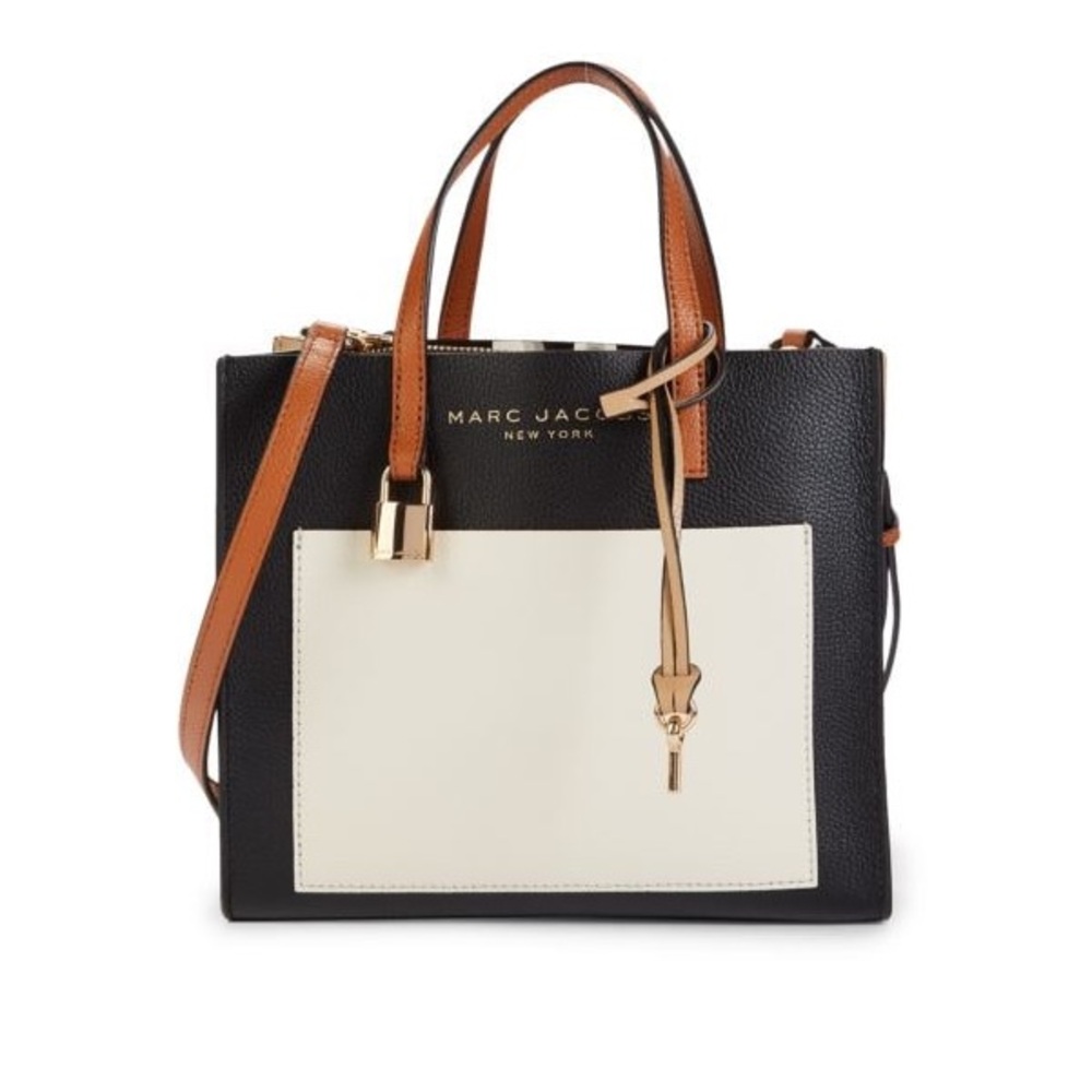 NWT Marc Jacobs Black, Cognac and Cream Leather Satchel